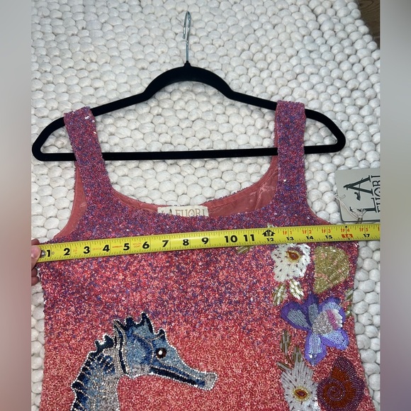 NWT La Fuori golden hour hand beaded oasis mini dress - sunset - ocean  - Large - Picture 9 of 13